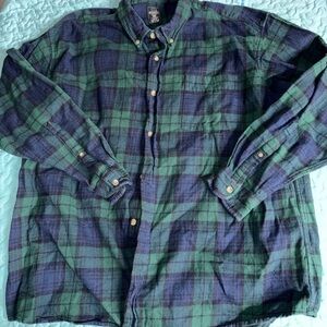 Mens RedHead Green and Navy Plaid Shirt Size 3XL
